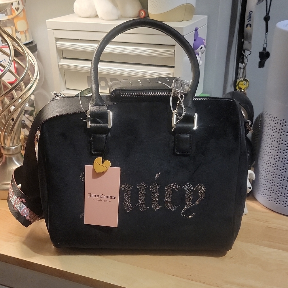 Juicy Couture Black Satchel with Silver Accents